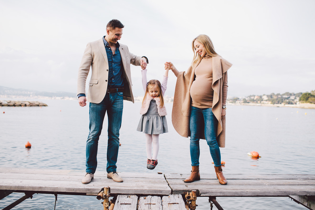 Shooting famille grossesse ponton mer